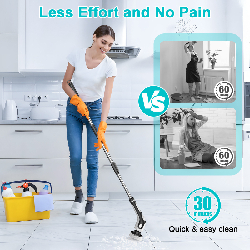 Elektrická čistiaca kefka s dlhým dosahom a vysúvacím dizajnom, model JY-5011, mechanický chod, napájanie USB/ nabíjanie, 5V, 25W