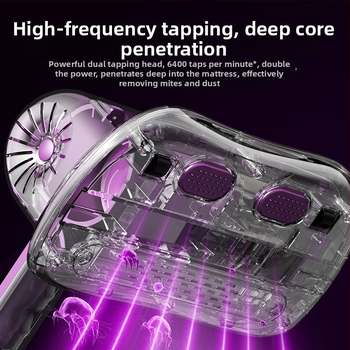 Bezdrôtový ručný odstraňovač roztočov s UV sterilizáciou, čistiaca kefová hlava na roztoče, prachový zásobník 0–0.1 L, hlučnosť 46–70 dB