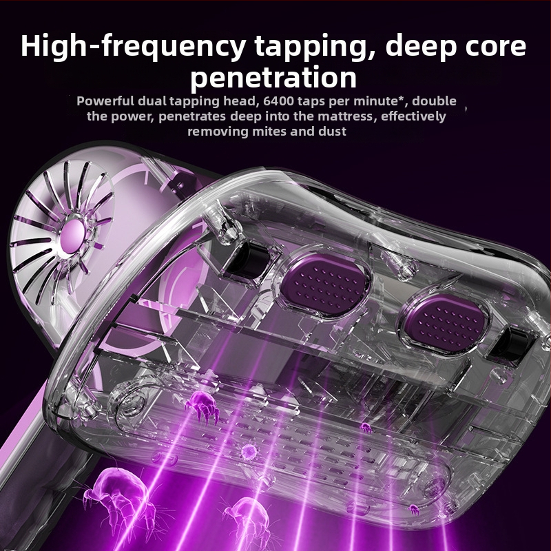 Bezdrôtový ručný odstraňovač roztočov s UV sterilizáciou, čistiaca kefová hlava na roztoče, prachový zásobník 0–0.1 L, hlučnosť 46–70 dB