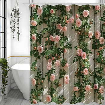 Kada zavjesa od poliestera, moderni minimalistički dizajn zida s ružnim cvjetovima, moguć tisak logotipa, prilagodba po slici, za Europu i Sjevernu Ameriku