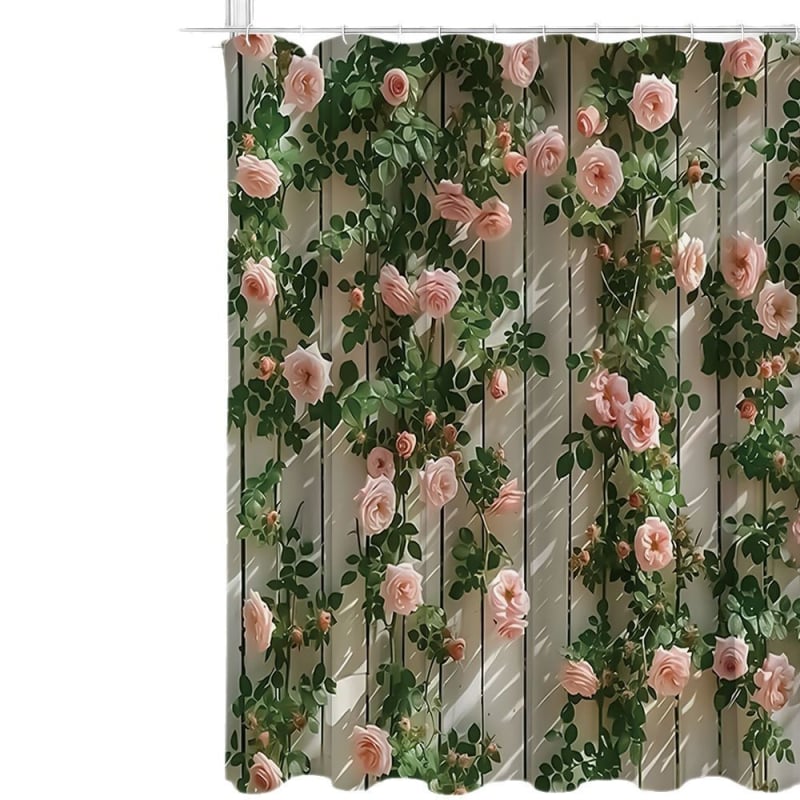 Kada zavjesa od poliestera, moderni minimalistički dizajn zida s ružnim cvjetovima, moguć tisak logotipa, prilagodba po slici, za Europu i Sjevernu Ameriku