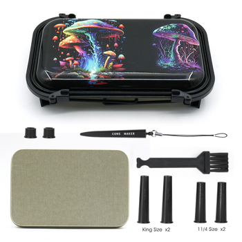 Set za punjenje rog trubica — radna ploča s dvostrukim utorom, dvostruka posuda za dim, otporan na vjetar, ispis logotipa