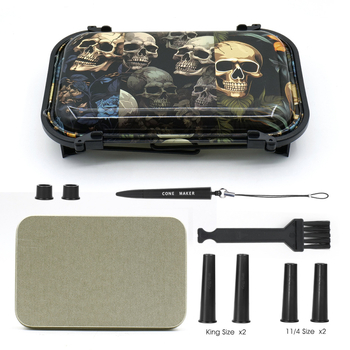 Set za punjenje rog trubica — radna ploča s dvostrukim utorom, dvostruka posuda za dim, otporan na vjetar, ispis logotipa