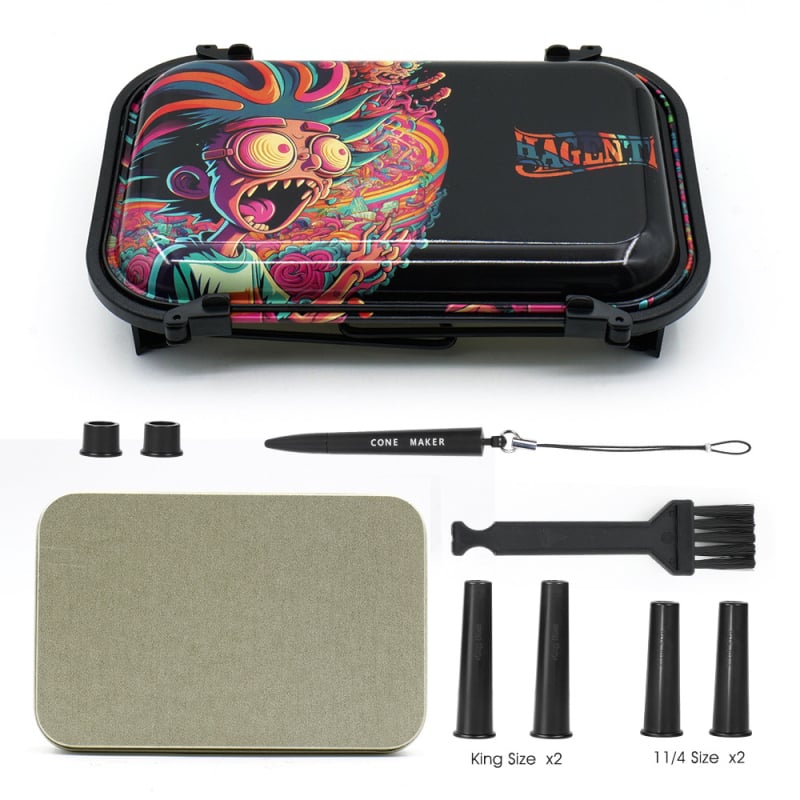 Set za punjenje rog trubica — radna ploča s dvostrukim utorom, dvostruka posuda za dim, otporan na vjetar, ispis logotipa