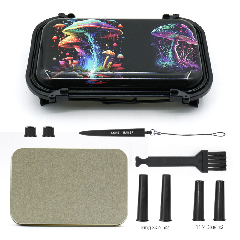 Set za punjenje rog trubica — radna ploča s dvostrukim utorom, dvostruka posuda za dim, otporan na vjetar, ispis logotipa