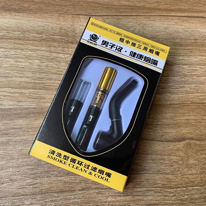 Držiak na cigarety a sada malých fajiek, z plastu, opakovane použiteľná, filter s tromi režimami (hrubý/stredný/jemný)