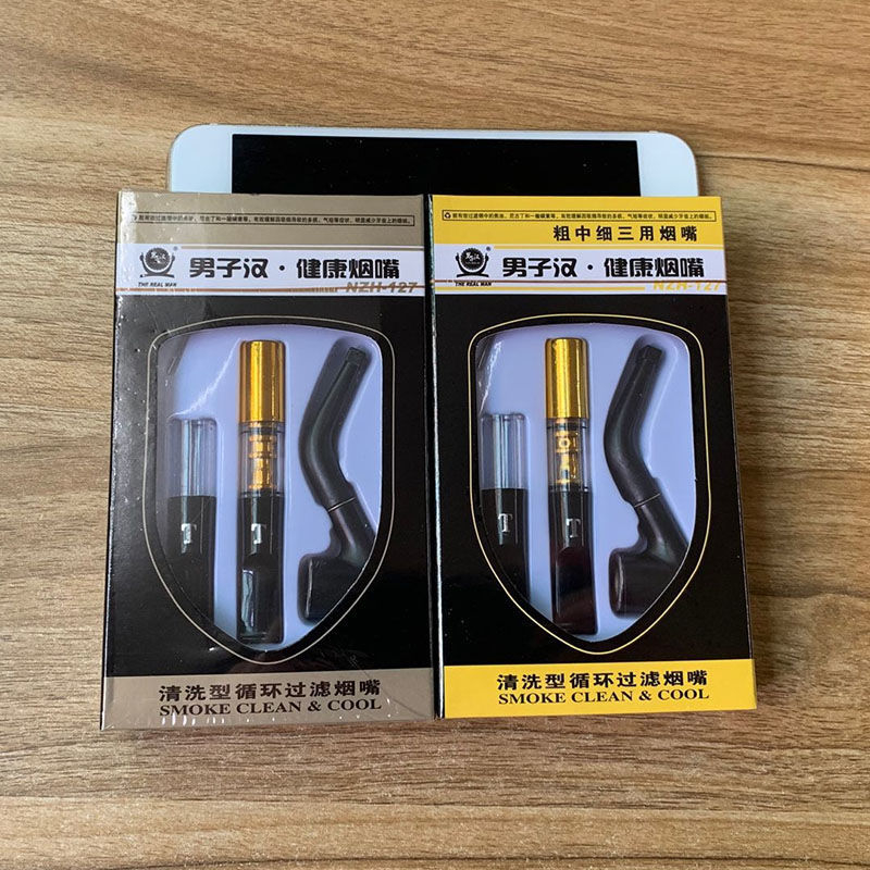 Držiak na cigarety a sada malých fajiek, z plastu, opakovane použiteľná, filter s tromi režimami (hrubý/stredný/jemný)