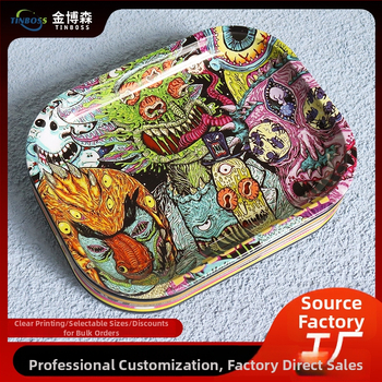 Prispôsobený štvorcový podnos na cigarety z plechu tin, s tlačou loga a úložným priestorom