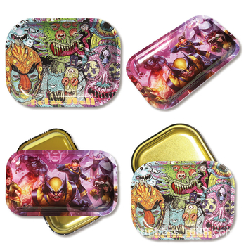 Prispôsobený štvorcový podnos na cigarety z plechu tin, s tlačou loga a úložným priestorom