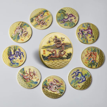 Langhui crafts pamätná medaila z kovovej zliatiny v koženom darčekovom boxe, čínskeho štýlu