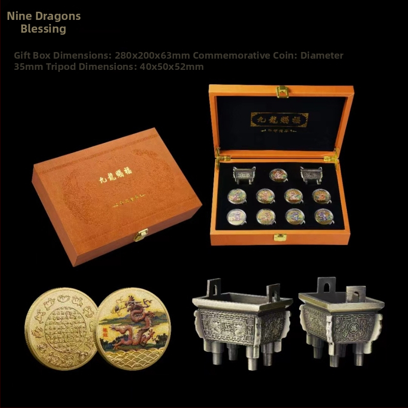 Langhui crafts pamätná medaila z kovovej zliatiny v koženom darčekovom boxe, čínskeho štýlu