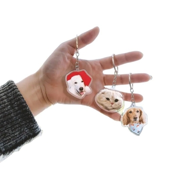 Breloc din acril cu portret personalizat și imagine a animalului de companie, nume personalizat, ambalaj individual, imprimare logo disponibil