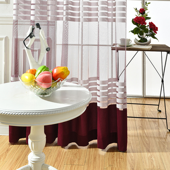 Полиестерна прозоречна завеса от мрежеста тъкан, райета, warp knitting, светлопропускаща, 100% съдържание на платното, за всекидневна, спалня и кабинет