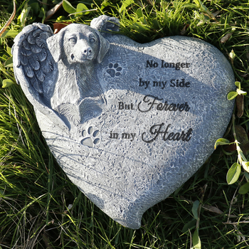 Pamätný kameň pre domáce zvieratá z živice, srdcového tvaru do záhrady