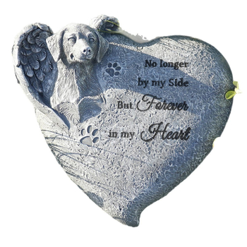 Pamätný kameň pre domáce zvieratá z živice, srdcového tvaru do záhrady