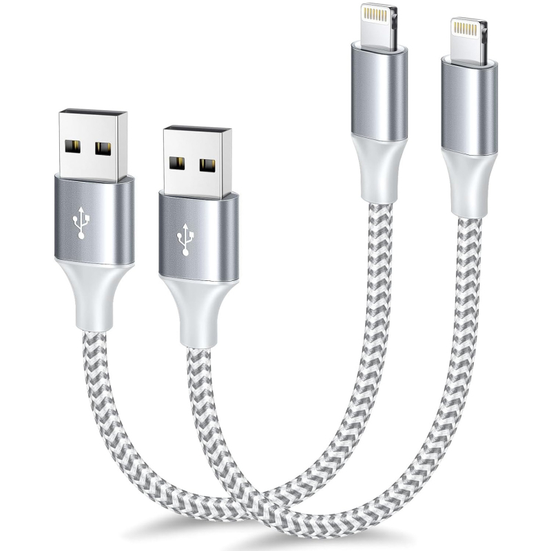 Καλώδιο φόρτισης USB, νάιλον πλεκτό, σετ 2 τεμαχίων, Lightning και Micro USB, γρήγορη φόρτιση, ισχύ εξόδου έως 15W