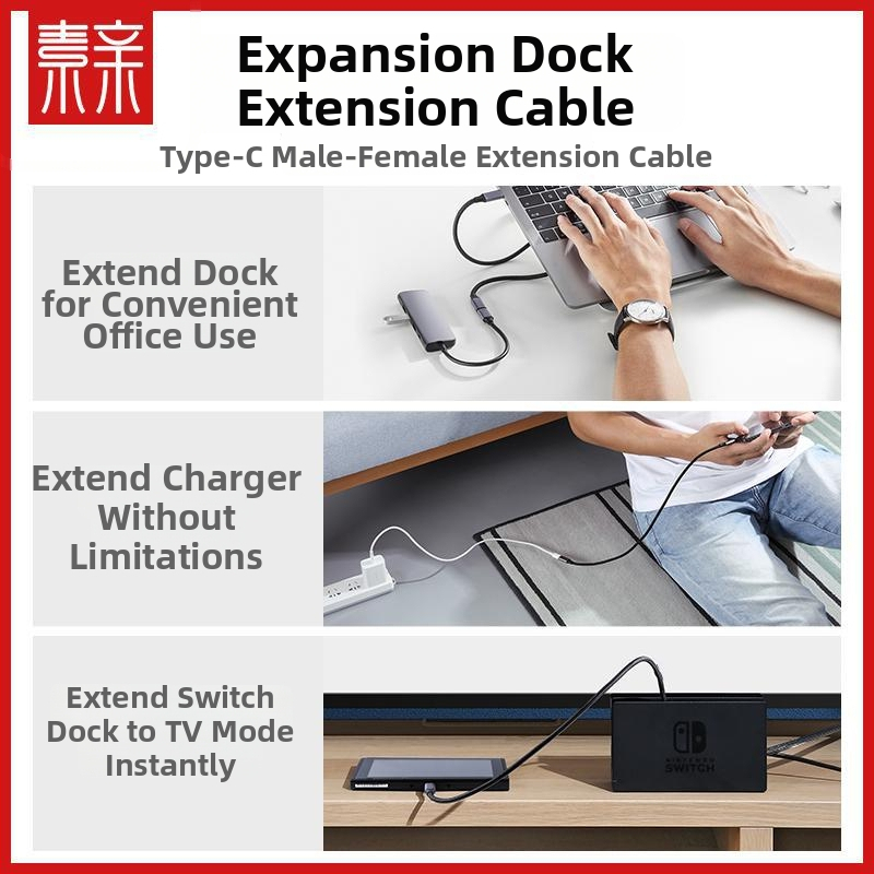 Type-C mužsko–ženský rozširujúci dok s 4K, PD 100W rýchle nabíjanie, vysoký prúd prenos dát