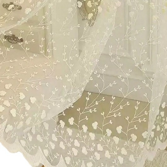 Прозрачно перде с френски флорални мотиви, полиестер жакард, декоративно за дневна, спалня и кабинет, скандинавски стил