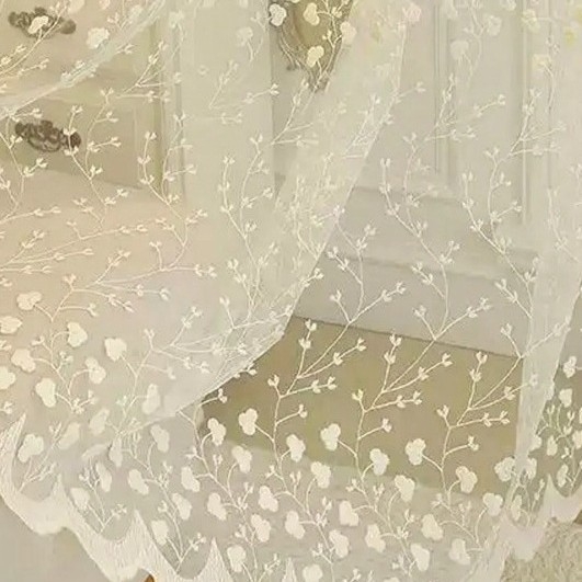 Прозрачно перде с френски флорални мотиви, полиестер жакард, декоративно за дневна, спалня и кабинет, скандинавски стил