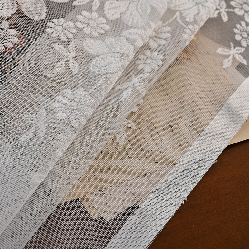 Завеса за врата, мрежеста тъкан, флорален растителен мотив, свеж и семпъл стил, за трапезария, защита от слънцето и UV защита