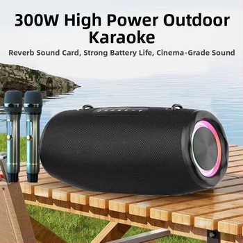 Външен караоке Bluetooth говорител с вградена батерия, IPX4 водоустойчив, Bluetooth връзка, слот за SD карта и диапазон 40 Hz–20 kHz