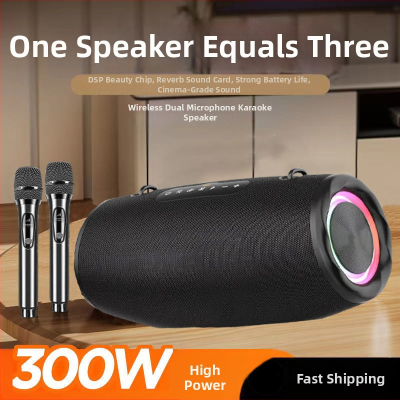 Външен караоке Bluetooth говорител с вградена батерия, IPX4 водоустойчив, Bluetooth връзка, слот за SD карта и диапазон 40 Hz–20 kHz
