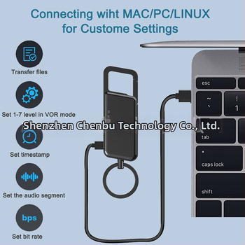 Záznamový pero na kľúčenku – nahrávanie jedným tlačidlom, formát WAV, doba nahrávania 999, podpora TF karty, USB 2.0