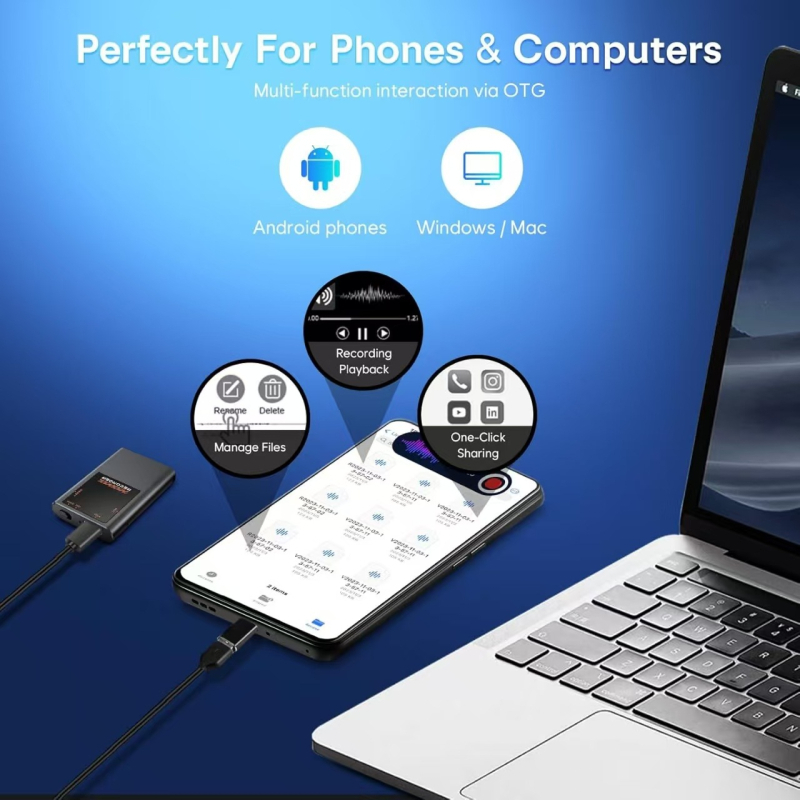 Prenosný záznamový pero s displejom, WAV, 30 h, USB 2.0, obojsmerné mikrofóny