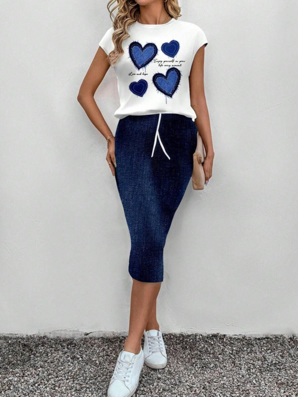 Ženski dvodijelni printani set od milk silk, casual stil, šorts, 3/4 rukav, proljeće 2025