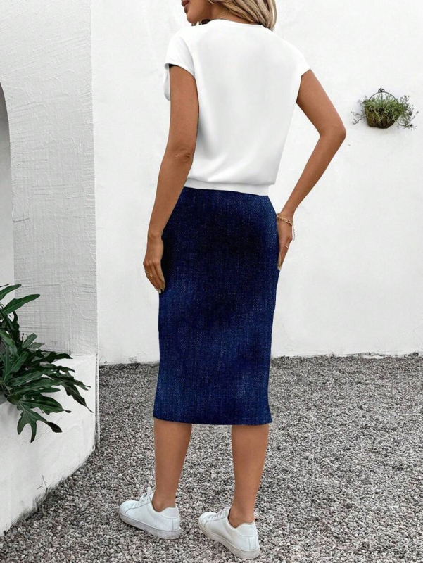 Ženski dvodijelni printani set od milk silk, casual stil, šorts, 3/4 rukav, proljeće 2025