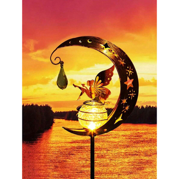 LED kontúrna lampa na záhradu, lucerna s kovovým telom a prasknutým sklom, Moonlight Fairy záhradná lampa, tvar lucerny, vstupné napätie ≤36 V