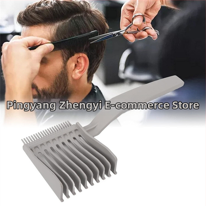 Barber Fade hrebeň s kalibrom, dlhá rukoväť, clipper hrebeň pre mužov, gradientný hrebeň
