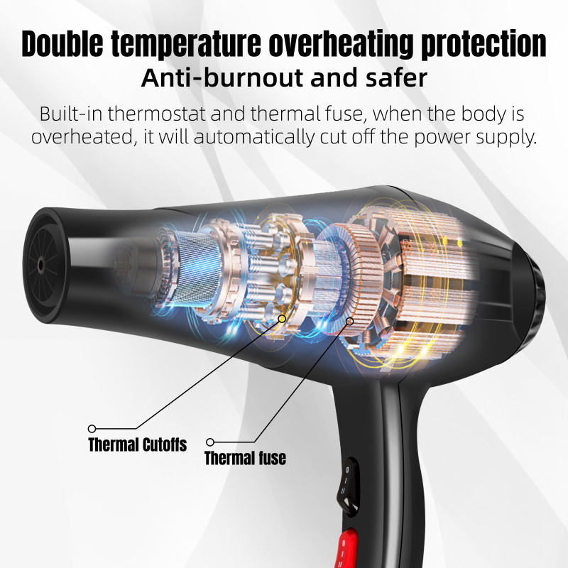 Professionaalne juuksefööön salongile, 1300W, brushless AC mootor, külm/soe õhk 5 kiirusega, koncentreeriv otsik, ülekuumenemise kaitse, 220V