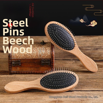 Hrebienok s vzdušnou vankúšovou podložkou z broskyňového dreva, antistatický, s jemnými zubami, na úpravu vlasov