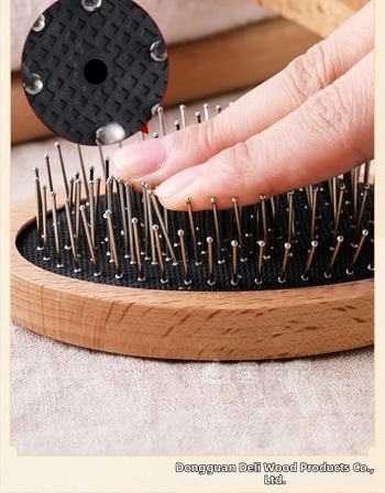 Hrebienok s vzdušnou vankúšovou podložkou z broskyňového dreva, antistatický, s jemnými zubami, na úpravu vlasov