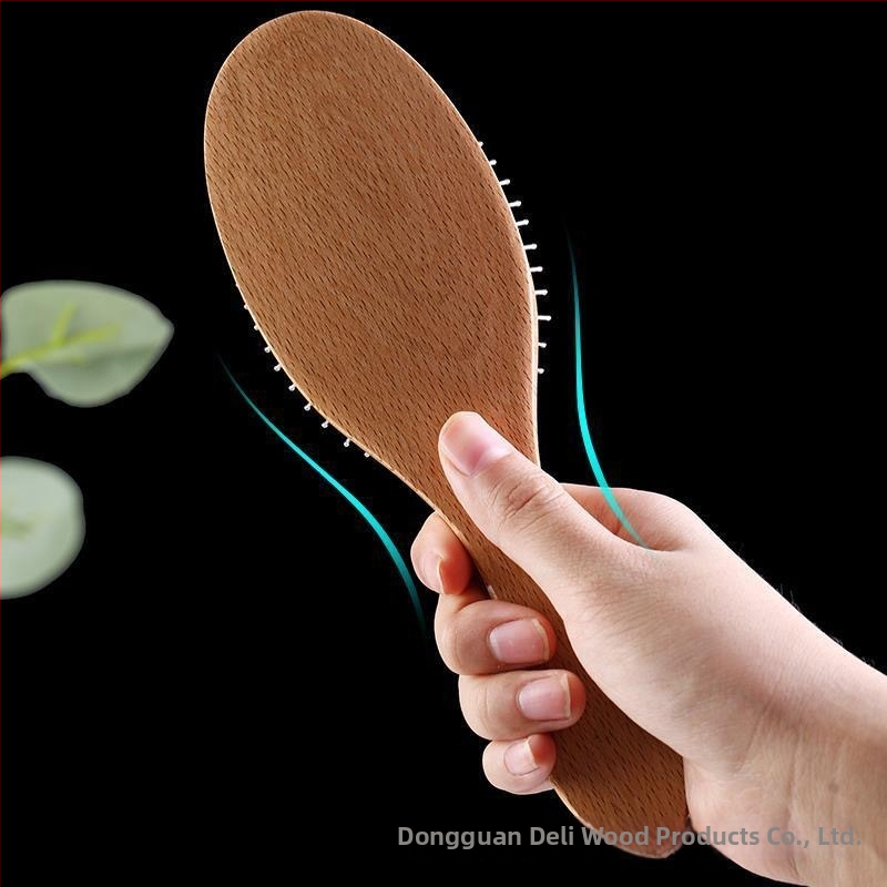 Hrebienok s vzdušnou vankúšovou podložkou z broskyňového dreva, antistatický, s jemnými zubami, na úpravu vlasov