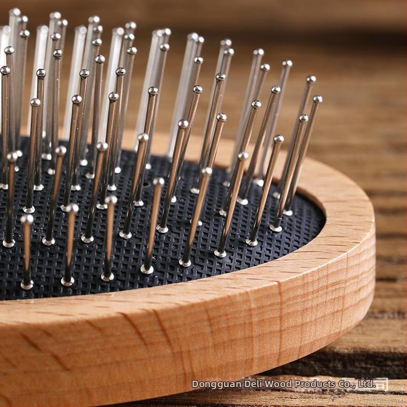 Hrebienok s vzdušnou vankúšovou podložkou z broskyňového dreva, antistatický, s jemnými zubami, na úpravu vlasov