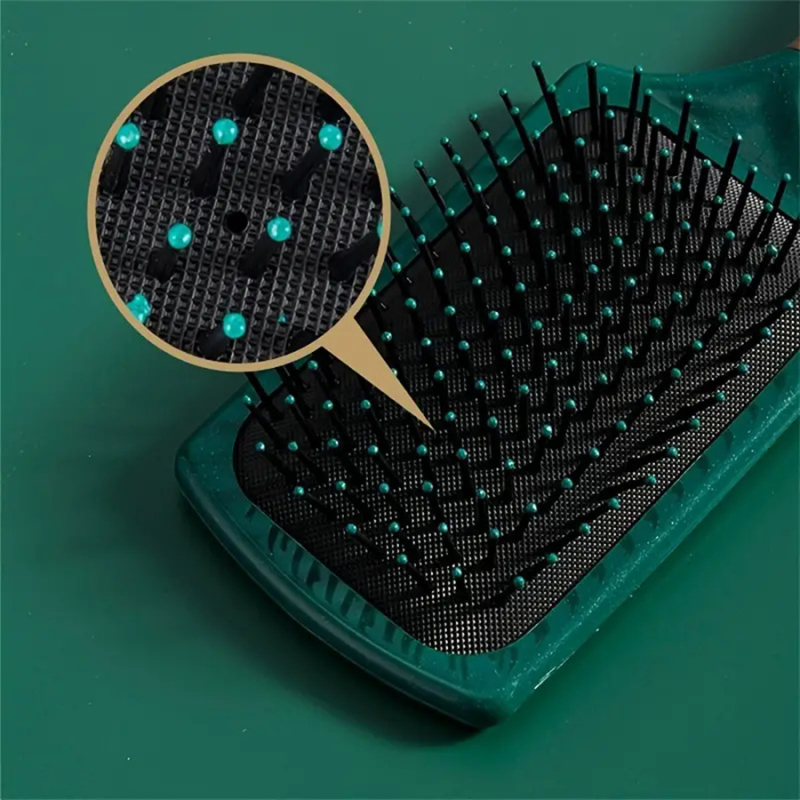 Masážny hrebeň s vzduchovým vankúšom, rebrovaný dizajn, unisex, plastová konštrukcia