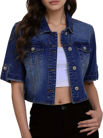 Дамско късо памучно яке, свободен крой, дълги ръкави, без яка, японско‑корейски casual стил, есен 2025