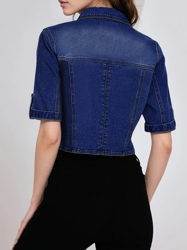 Дамско късо памучно яке, свободен крой, дълги ръкави, без яка, японско‑корейски casual стил, есен 2025