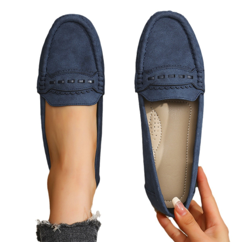 Ravne cipele s vintage stilom, PU gornji dio, zaobljeni vrh, slip-on, niska peta 1–3 cm, TPR đon