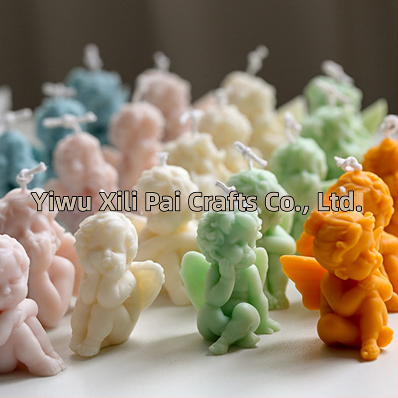 Voňavá sviečka, 3D nepravidelného tvaru anjel s krídlami, ručne vyrobená zmesou sójového vosku, liate, plechovka s logom