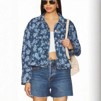 Женско дънково яке със смес от вискоза, дълги ръкави, яке с ревери, есен 2025