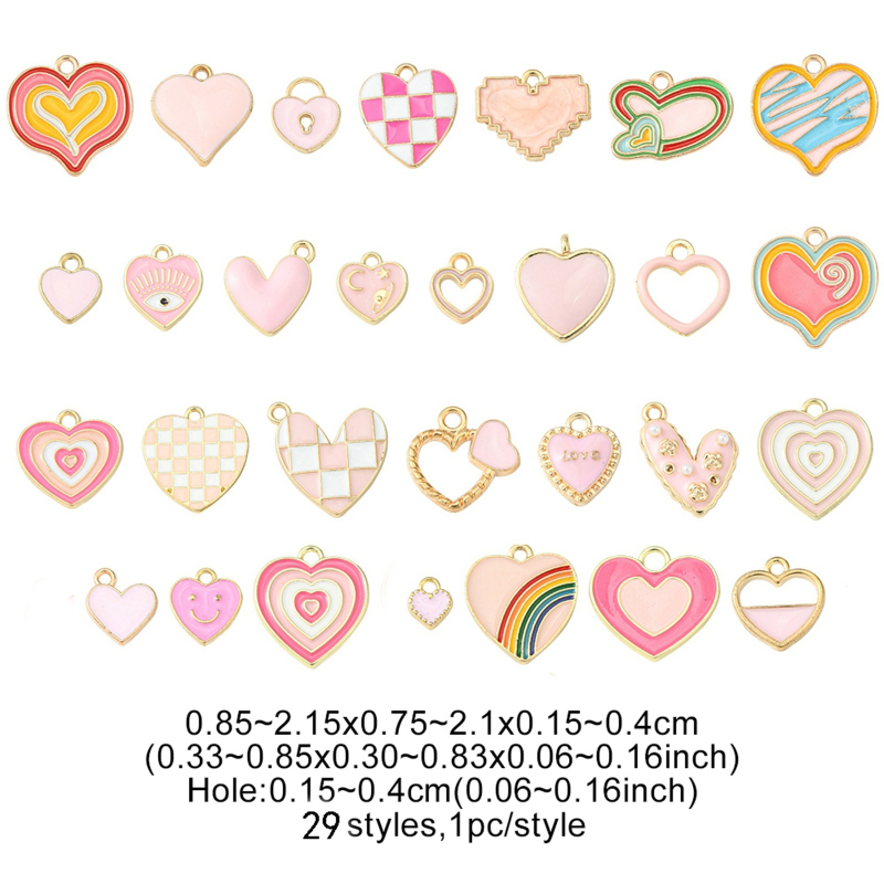 DIY tsinkide sulamist südamekujuline ripats, Dripping Oil tehnoloogia – Love seeria, umbes 29 tk, sobib võtmehoidjatele ja käevõrudele