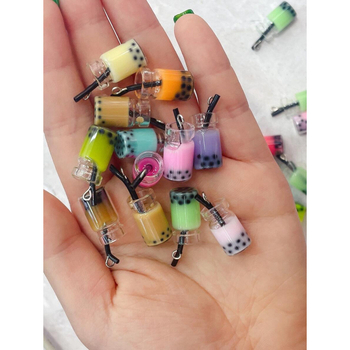 Комплект аксесоари за коса, уши и шия – златно покритие, Milk Tea Cup с 3D имитационни перли-боба, артикул sh21025799