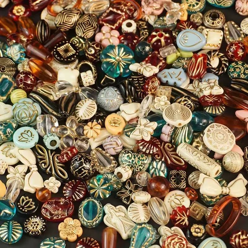 Akrylové roztrúsené korálky, elektroplating, totemový vzor, módny štýl