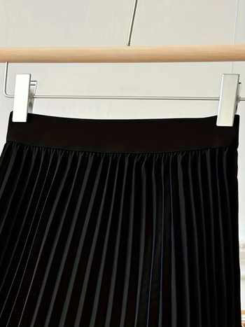 Ilgas klostuotos sijonas, japonų ir korėjiečių kasdienio stiliaus, poliesterio audinys 95%+, vienodas raštas, pavasaris 2025