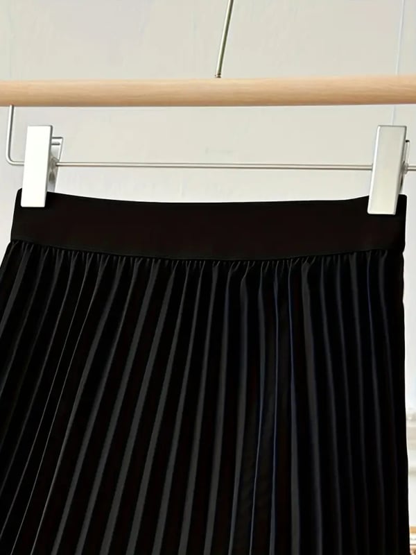 Ilgas klostuotos sijonas, japonų ir korėjiečių kasdienio stiliaus, poliesterio audinys 95%+, vienodas raštas, pavasaris 2025