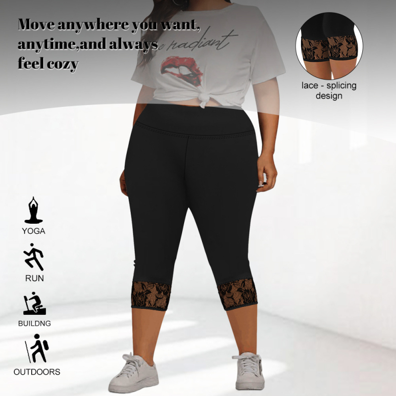 Γυναικείες Capri παντελόνες από ύφασμα Milk Silk, μεσαία μέση, cropped μήκος, στενός εφαρμοστός, casual με δαντελωτή λεπτομέρεια