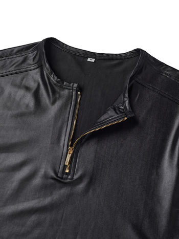 Henley majica s dugim rukavima, okrugli ovratnik, poluzip, prilagodljiv kroj, 87% poliester